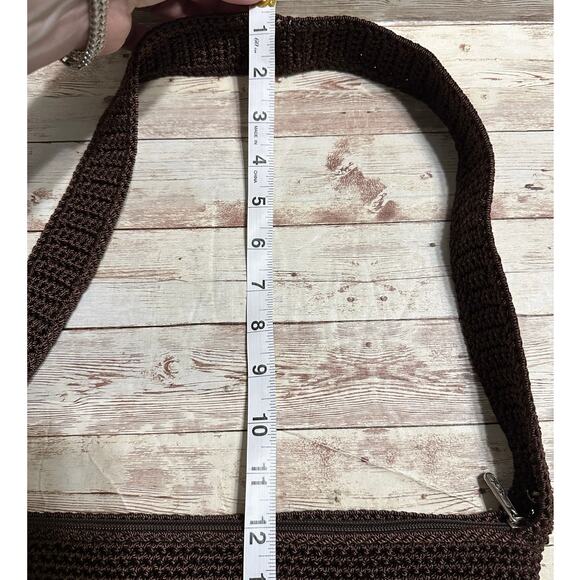 The SAK Knit Crochet Purse Chocolate Brown Vegan Handbag Shoulder Bag - Picture 6 of 7